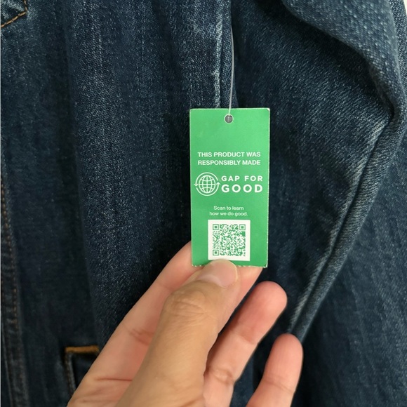 GAP Dark Blue Denim Jacket oversized size S NWT 100% cotton - Picture 2 of 7